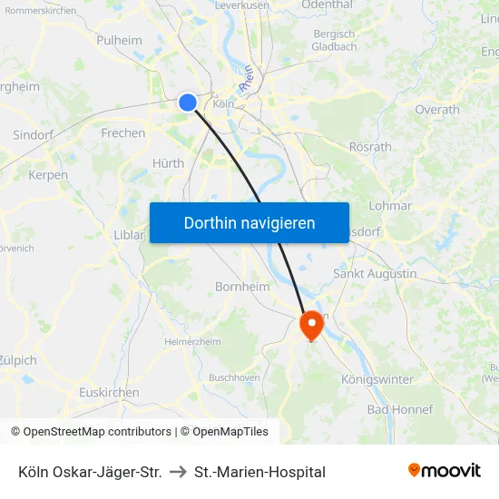 Köln Oskar-Jäger-Str. to St.-Marien-Hospital map