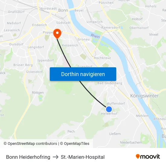 Bonn Heiderhofring to St.-Marien-Hospital map