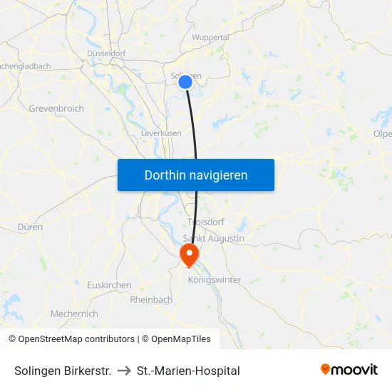Solingen Birkerstr. to St.-Marien-Hospital map