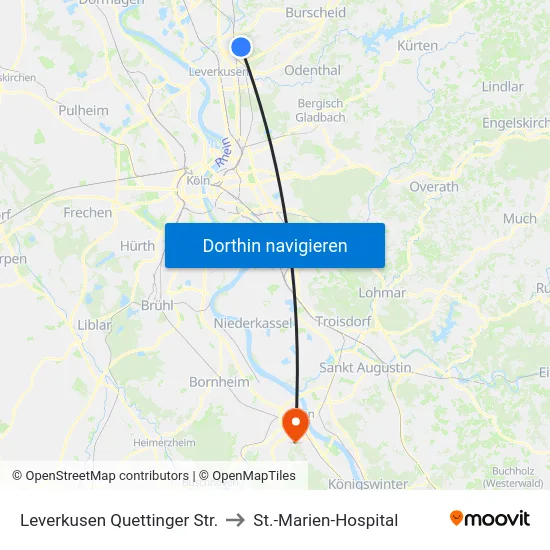 Leverkusen Quettinger Str. to St.-Marien-Hospital map