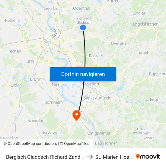 Bergisch Gladbach Richard-Zanders-Str. to St.-Marien-Hospital map