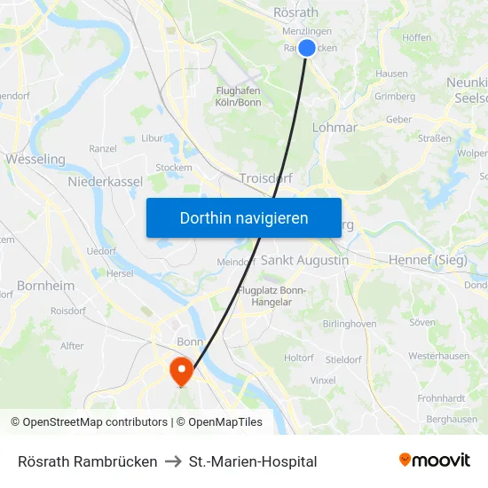 Rösrath Rambrücken to St.-Marien-Hospital map
