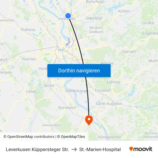 Leverkusen Küppersteger Str. to St.-Marien-Hospital map