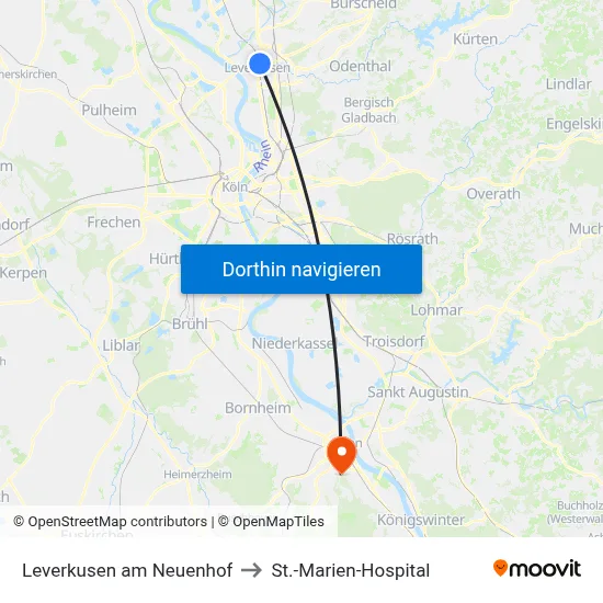 Leverkusen am Neuenhof to St.-Marien-Hospital map