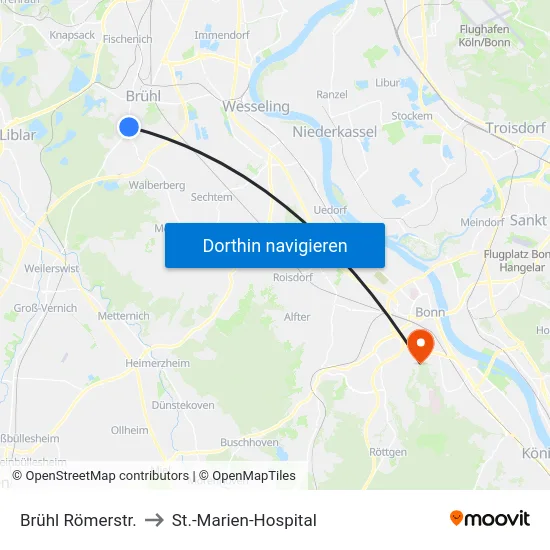 Brühl Römerstr. to St.-Marien-Hospital map