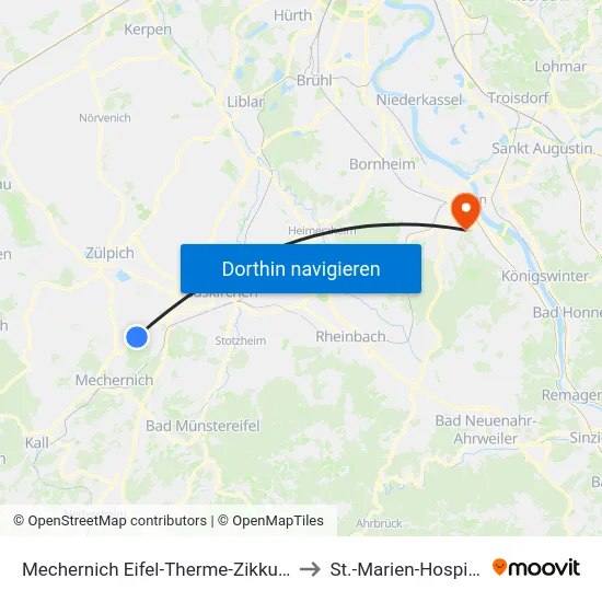 Mechernich Eifel-Therme-Zikkurat to St.-Marien-Hospital map