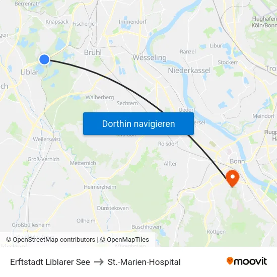 Erftstadt Liblarer See to St.-Marien-Hospital map