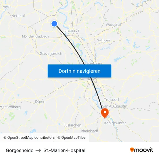 Görgesheide to St.-Marien-Hospital map