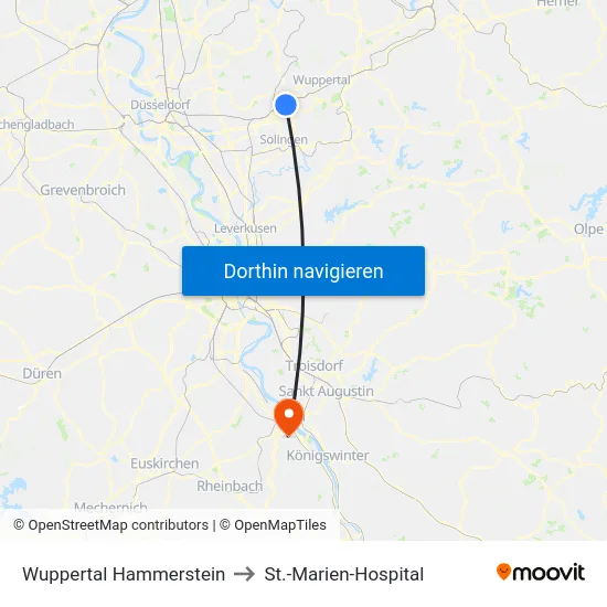 Wuppertal Hammerstein to St.-Marien-Hospital map