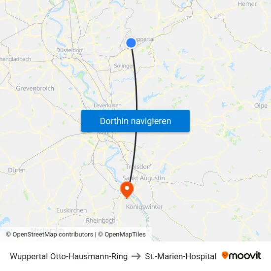 Wuppertal Otto-Hausmann-Ring to St.-Marien-Hospital map