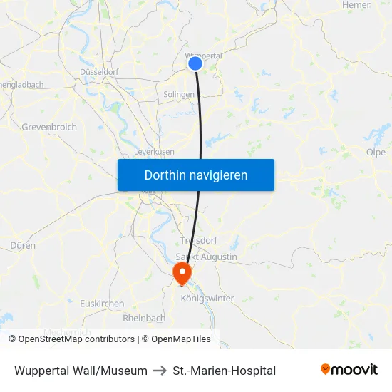 Wuppertal Wall/Museum to St.-Marien-Hospital map
