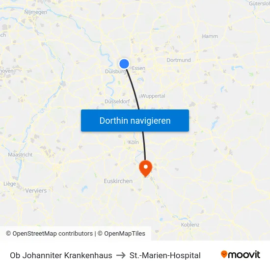 Ob Johanniter Krankenhaus to St.-Marien-Hospital map