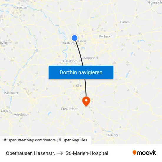 Oberhausen Hasenstr. to St.-Marien-Hospital map