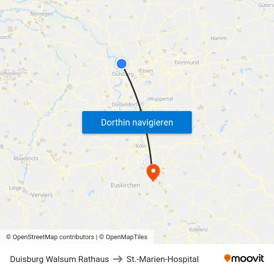 Duisburg Walsum Rathaus to St.-Marien-Hospital map