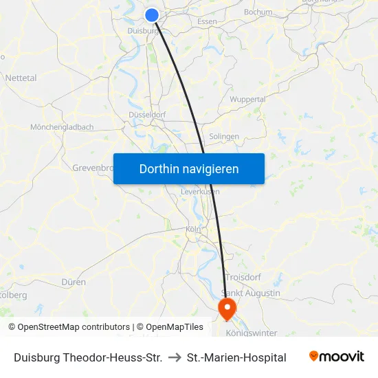 Duisburg Theodor-Heuss-Str. to St.-Marien-Hospital map