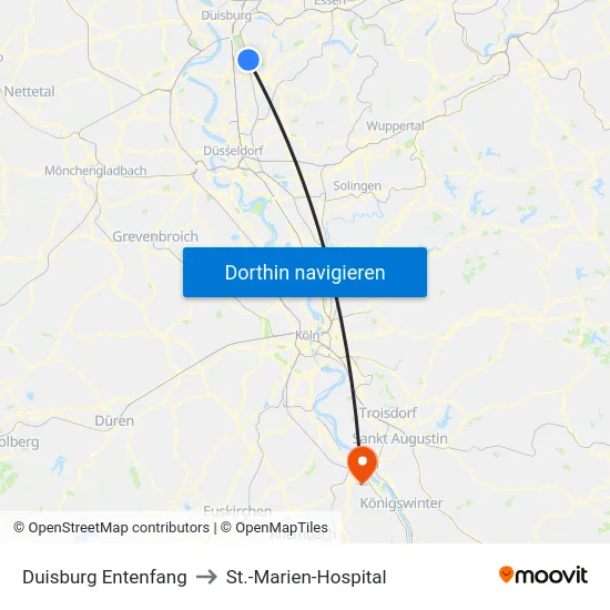 Duisburg Entenfang to St.-Marien-Hospital map