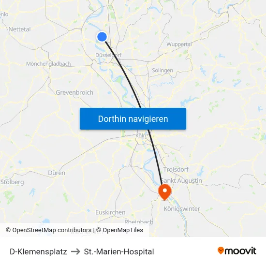 D-Klemensplatz to St.-Marien-Hospital map