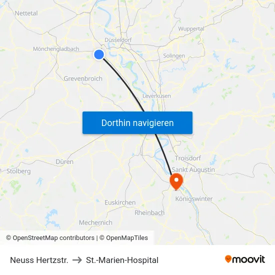 Neuss Hertzstr. to St.-Marien-Hospital map