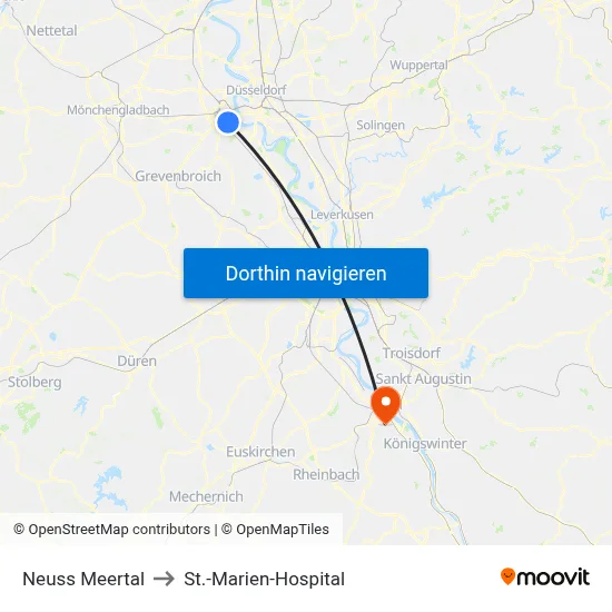 Neuss Meertal to St.-Marien-Hospital map