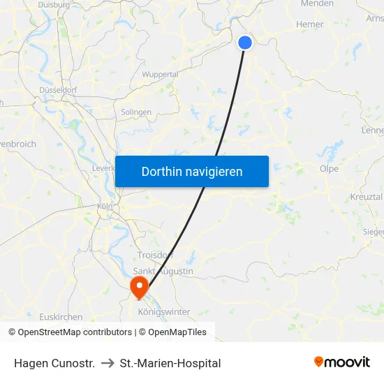 Hagen Cunostr. to St.-Marien-Hospital map
