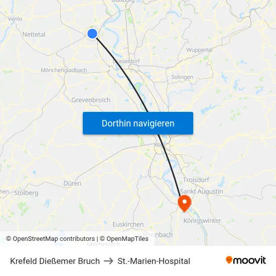 Krefeld Dießemer Bruch to St.-Marien-Hospital map
