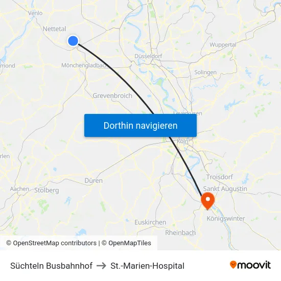 Süchteln Busbahnhof to St.-Marien-Hospital map