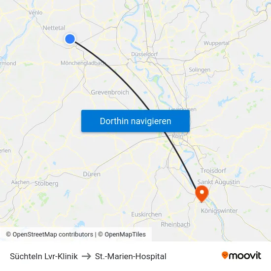 Süchteln Lvr-Klinik to St.-Marien-Hospital map