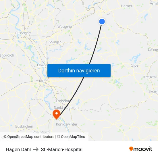 Hagen Dahl to St.-Marien-Hospital map