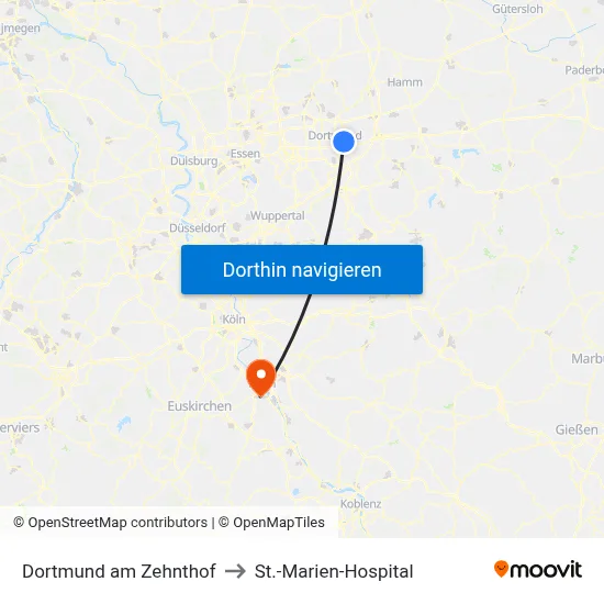 Dortmund am Zehnthof to St.-Marien-Hospital map