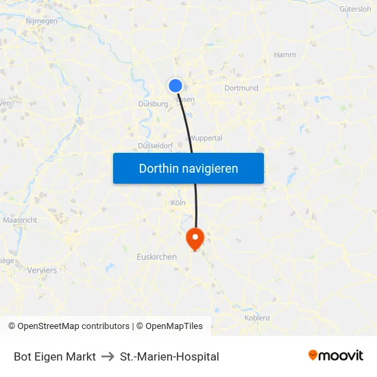 Bot Eigen Markt to St.-Marien-Hospital map