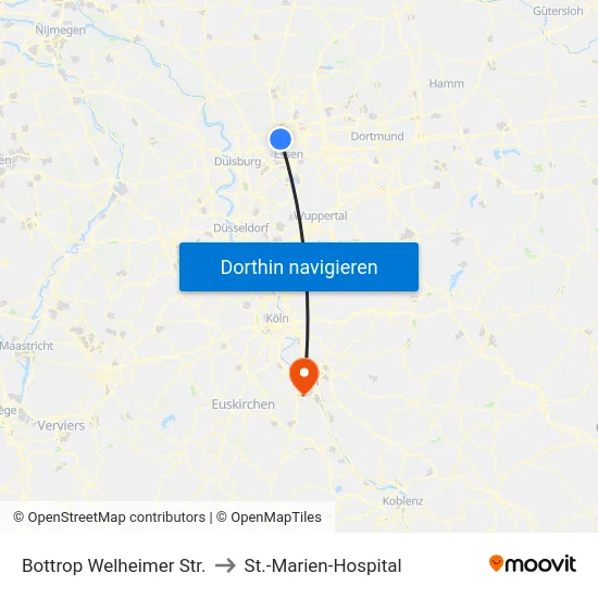 Bottrop Welheimer Str. to St.-Marien-Hospital map