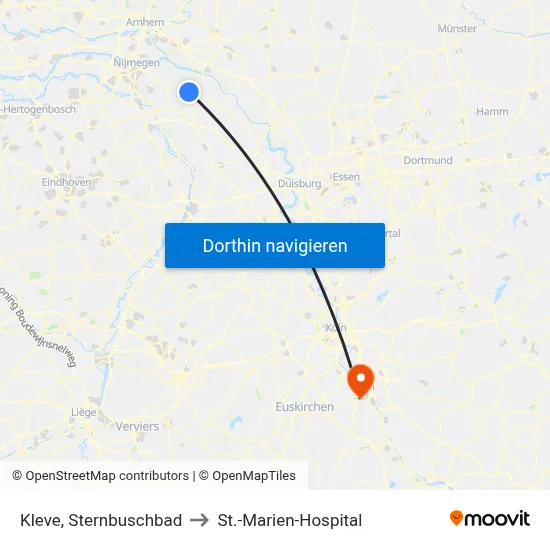 Kleve, Sternbuschbad to St.-Marien-Hospital map