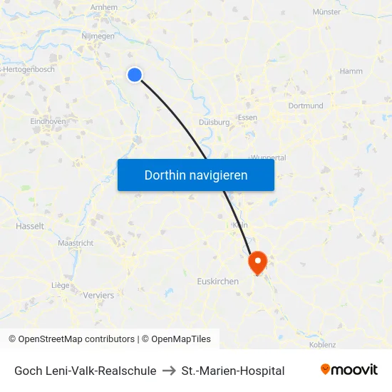 Goch Leni-Valk-Realschule to St.-Marien-Hospital map