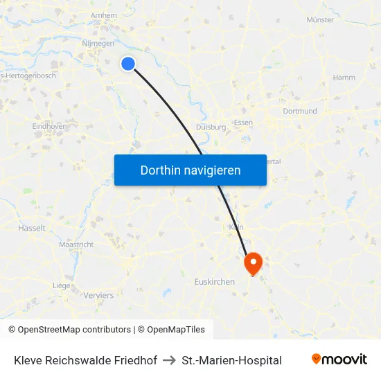 Kleve Reichswalde Friedhof to St.-Marien-Hospital map