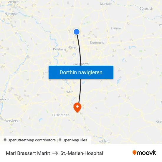 Marl Brassert Markt to St.-Marien-Hospital map