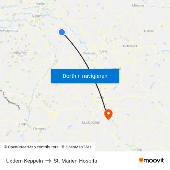 Uedem Keppeln to St.-Marien-Hospital map