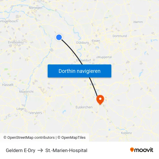Geldern E-Dry to St.-Marien-Hospital map