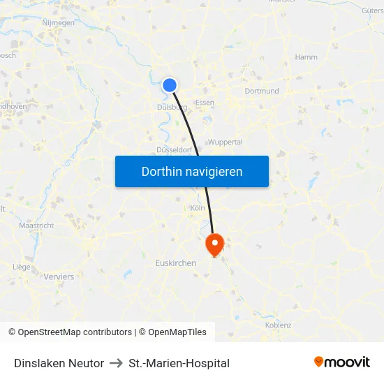 Dinslaken Neutor to St.-Marien-Hospital map