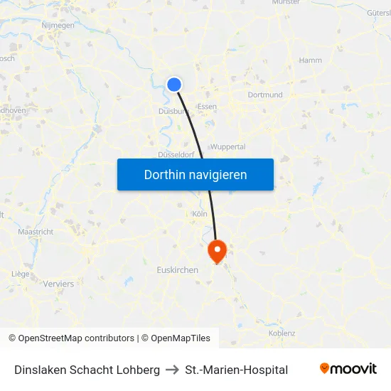 Dinslaken Schacht Lohberg to St.-Marien-Hospital map