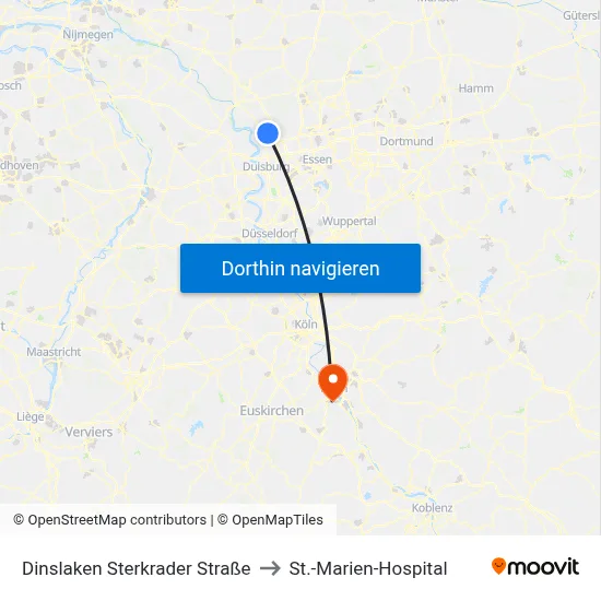 Dinslaken Sterkrader Straße to St.-Marien-Hospital map