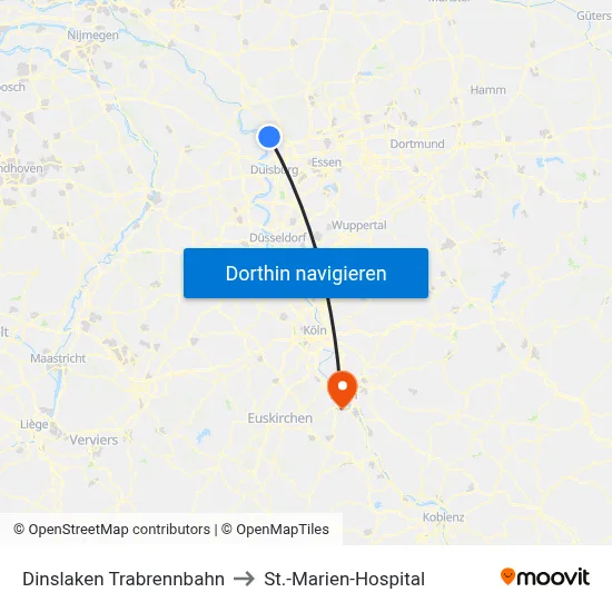 Dinslaken Trabrennbahn to St.-Marien-Hospital map