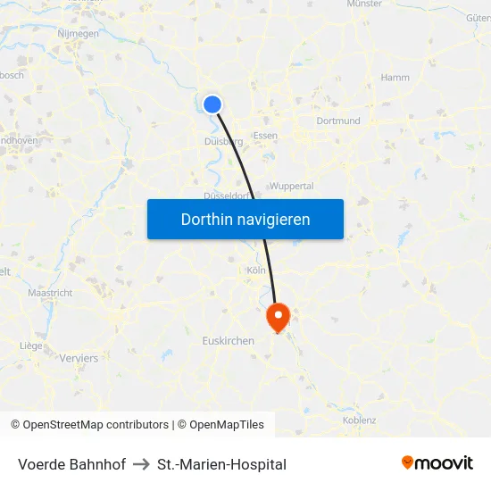Voerde Bahnhof to St.-Marien-Hospital map