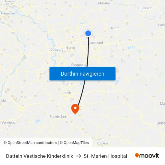 Datteln Vestische Kinderklinik to St.-Marien-Hospital map