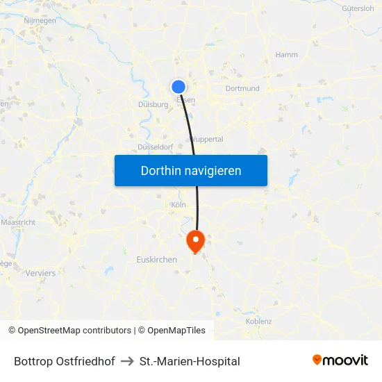 Bottrop Ostfriedhof to St.-Marien-Hospital map