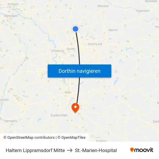 Haltern Lippramsdorf Mitte to St.-Marien-Hospital map