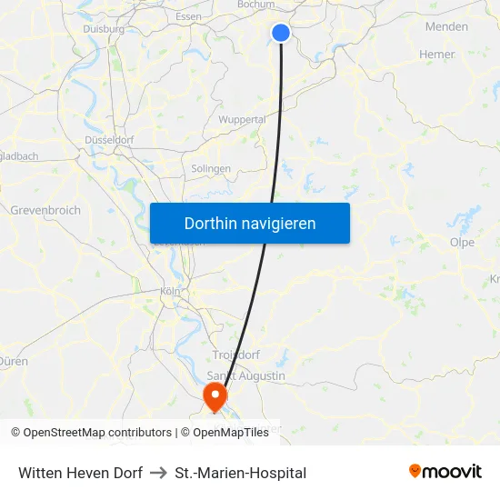 Witten Heven Dorf to St.-Marien-Hospital map