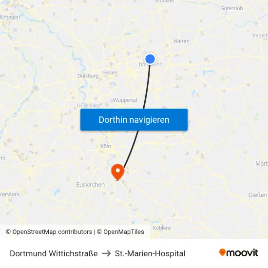 Dortmund Wittichstraße to St.-Marien-Hospital map