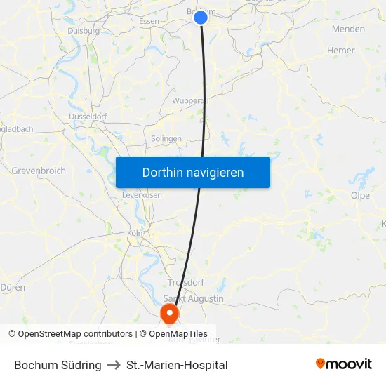 Bochum Südring to St.-Marien-Hospital map