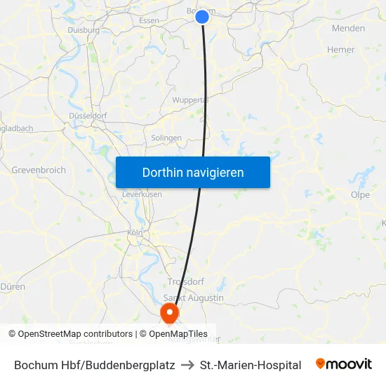 Bochum Hbf/Buddenbergplatz to St.-Marien-Hospital map