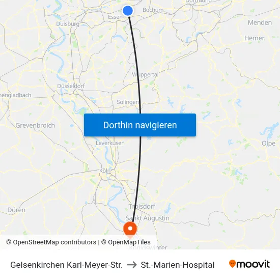Gelsenkirchen Karl-Meyer-Str. to St.-Marien-Hospital map